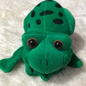 Green Plush Frog Hand Puppet Toy Right Hand Vintage 1993
